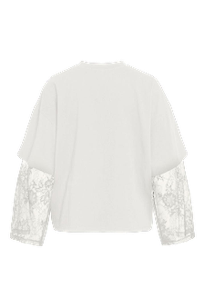 Vila - Viabia L/S Lace Sleeve T-Shirt - 5143647 Cloud Dancer
