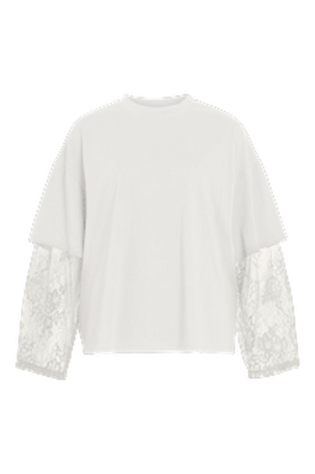 Vila - Viabia L/S Lace Sleeve T-Shirt - 5143647 Cloud Dancer