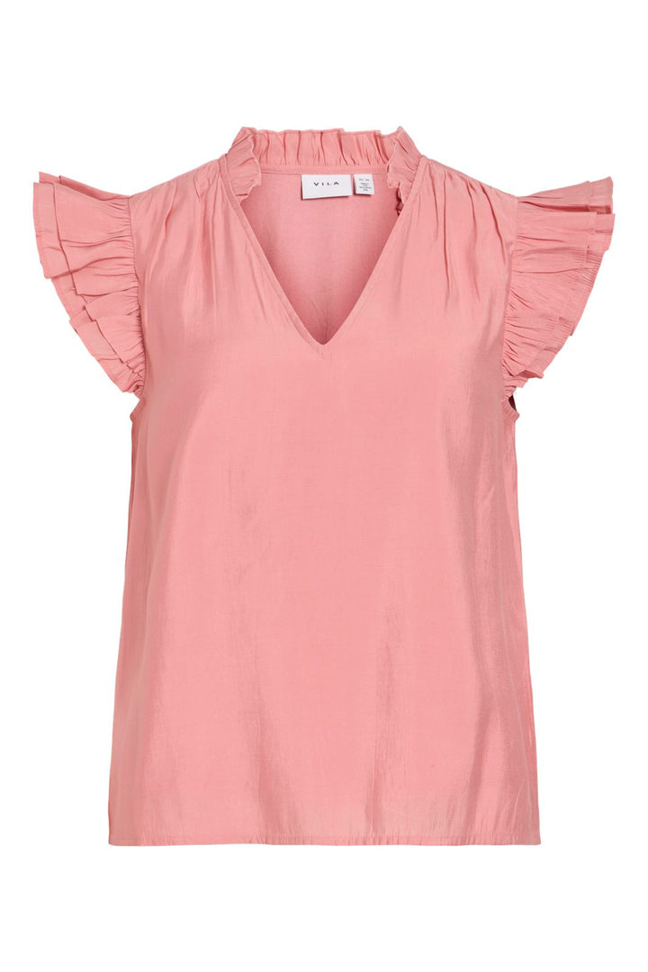 Vila - Vianu S/L V-Neck Top/Rn - 5037894 Mauveglow