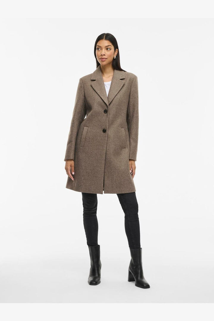 Vila - Viclaudia Button Coat - 4807968 Falcon Melange