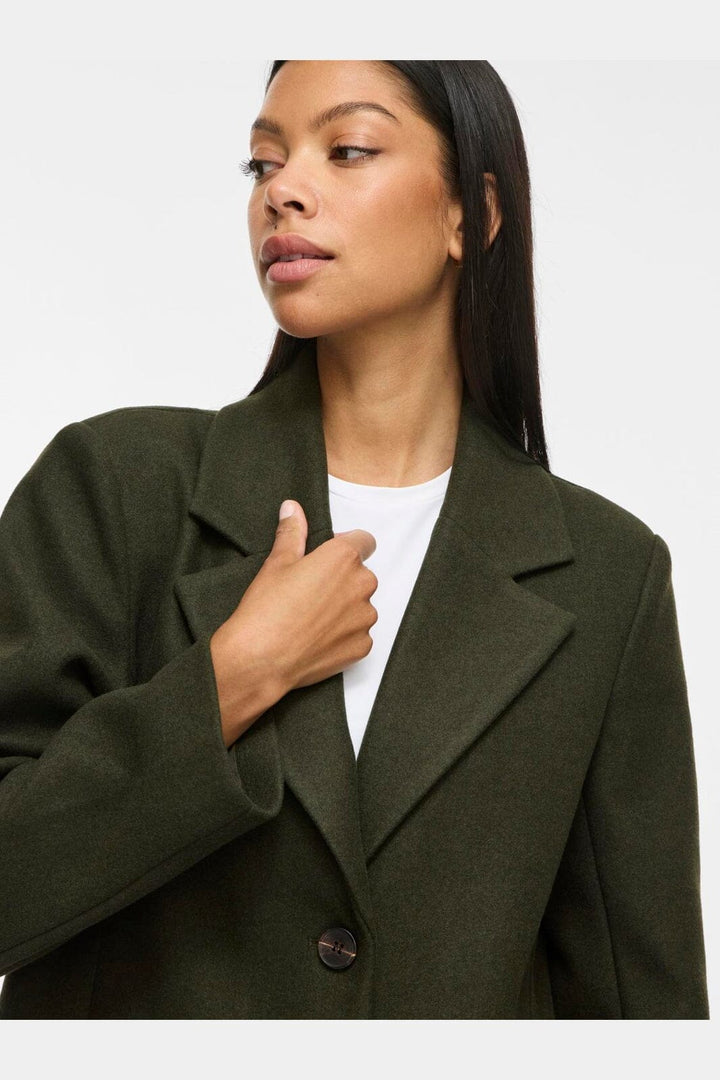 Vila - Viclaudia Button Coat - 5020749 Forest Night Melange