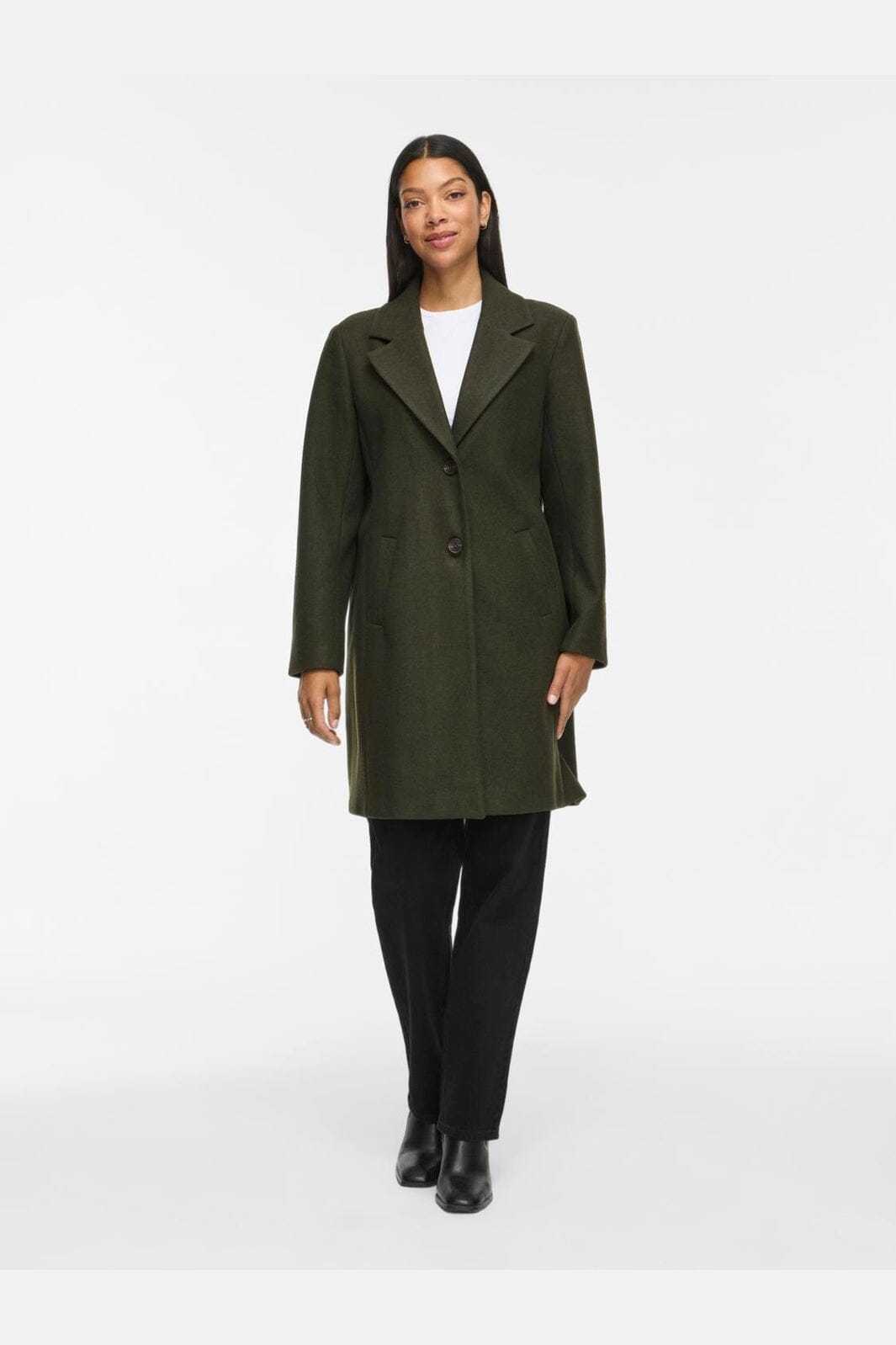 Vila - Viclaudia Button Coat - 5020749 Forest Night Melange