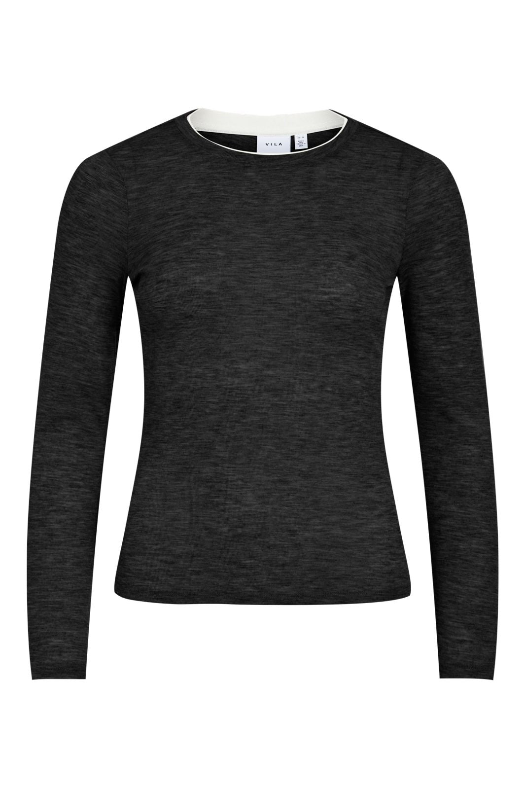 Vila - Vielianne O-Neck L/S Top - 5210552 Black Beauty Snow White