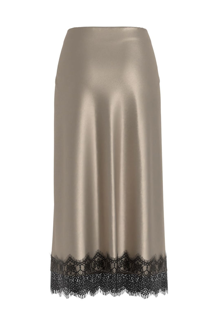 Vila - Viellette Ankle Lace Skirt - 5085043 Cement Black Lace