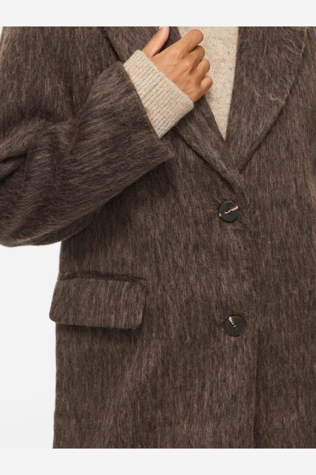 Vila - Vihaari L/S Coat - 5022126 Dark Natural Melange