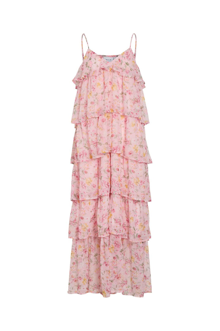 Vila - Viharley Ruffle Maxi Dress - 4997552 Sea Pink Small Flowers