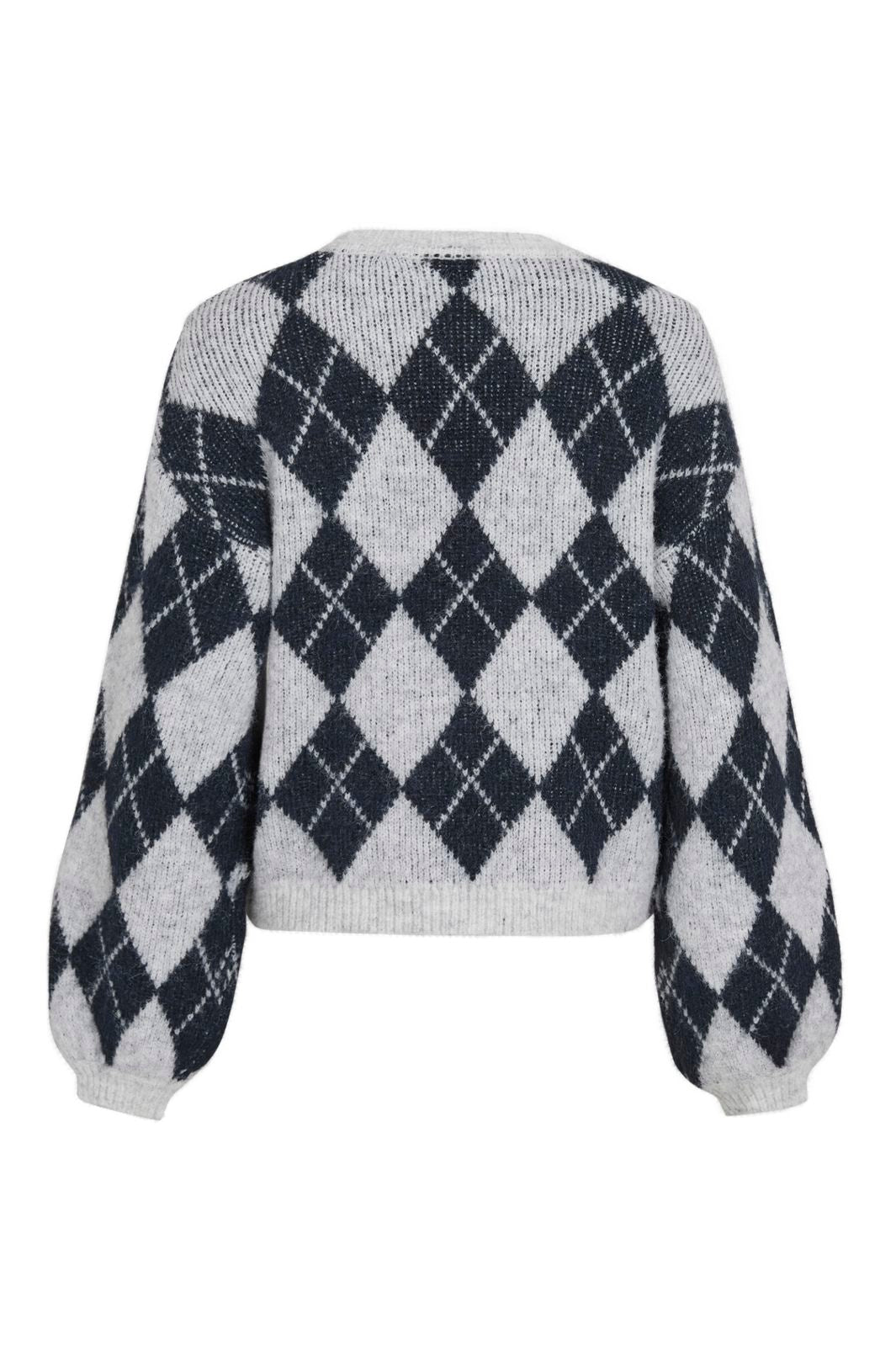 Vila - Vikarley L/S Knit Pullover - 5102174 Light Grey Melange Navy Blazer