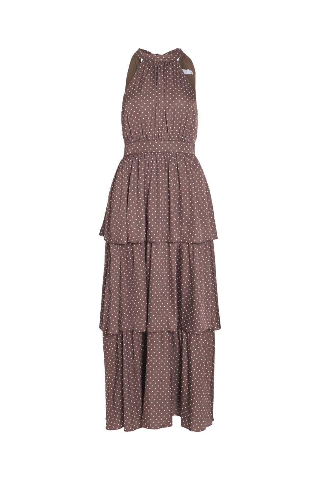 Vila - Vikimmie Halterneck Ankle Dress/Dc/Ka - 4999019 Shaved Chocolate Dots Kjoler 