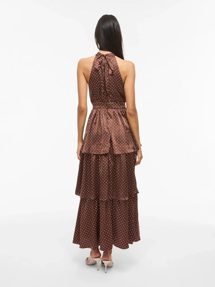 Vila - Vikimmie Halterneck Ankle Dress/Dc/Ka - 4999019 Shaved Chocolate Dots Kjoler 