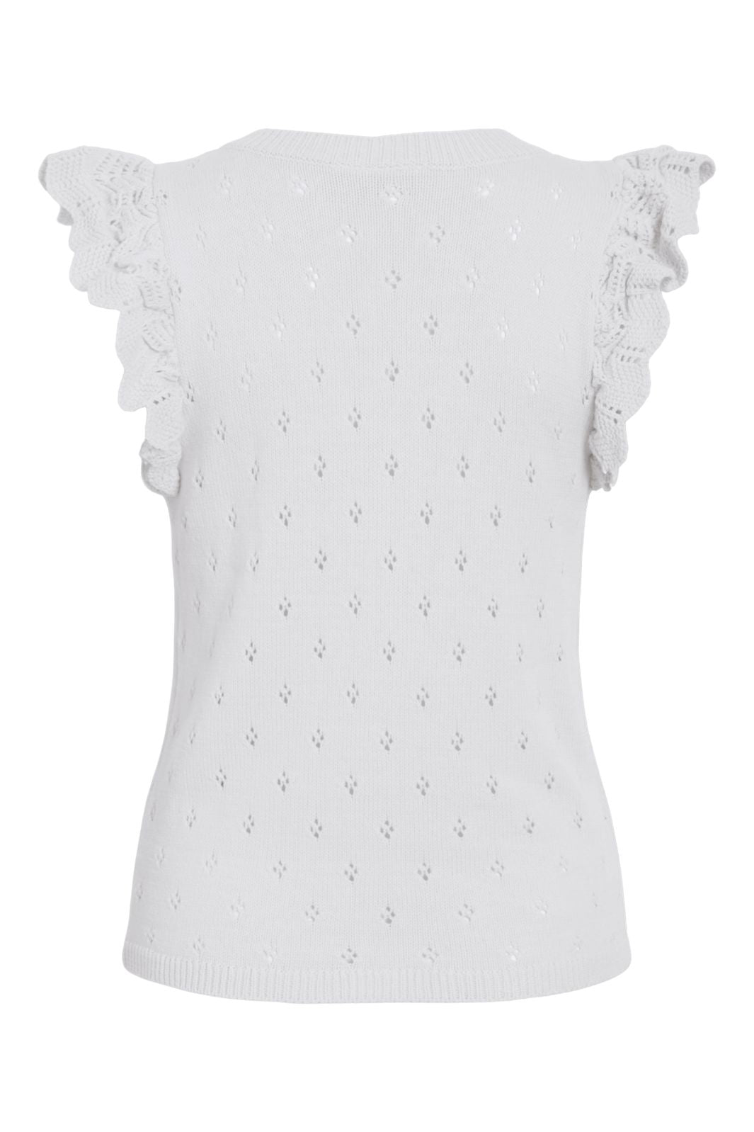 Vila - Vimarlea V-Neck S/L Flounce Knit Top - 5003051 Cloud Dancer