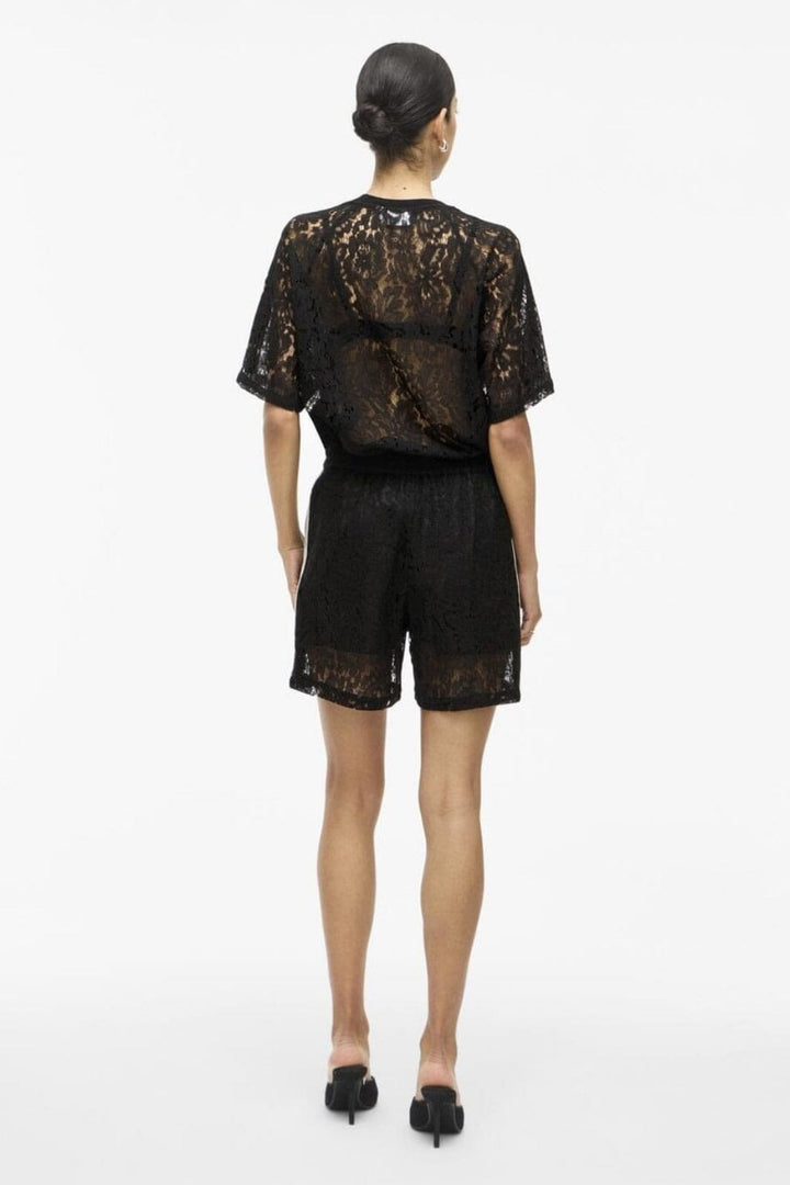 Vila - Violine 2/4 Lace T-Shirt /Ln - 4981492 Black