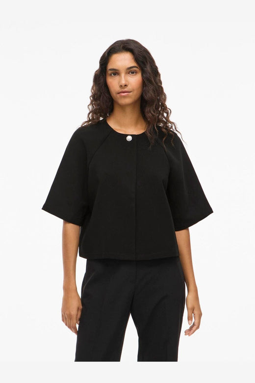 Vila - Visabby 2/4 Open Short Top - 4810886 Black Beauty