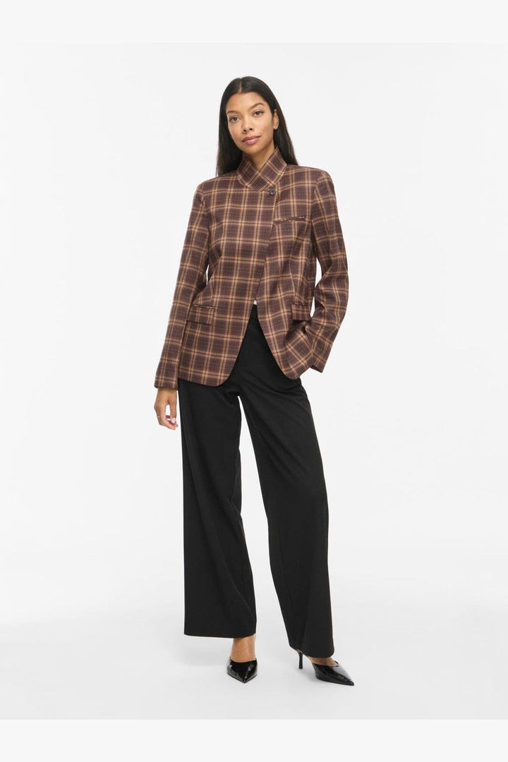 Vila - Visanne L/S Blazer - 5196065 Carafe Birch And Black