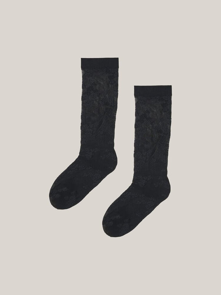 Wolford - Floret Knee-highs34423 - 7005 Black Strømper 