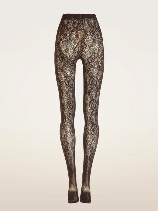 Wolford - Infinite Rose Net Tights 19478 - 4870 Dark Wood Strømpebukser 