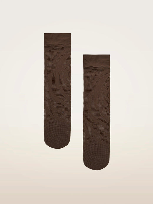 Wolford - Rosebloom Net Knee-highs 31800 - 4884 Roasted Tea Strømper 