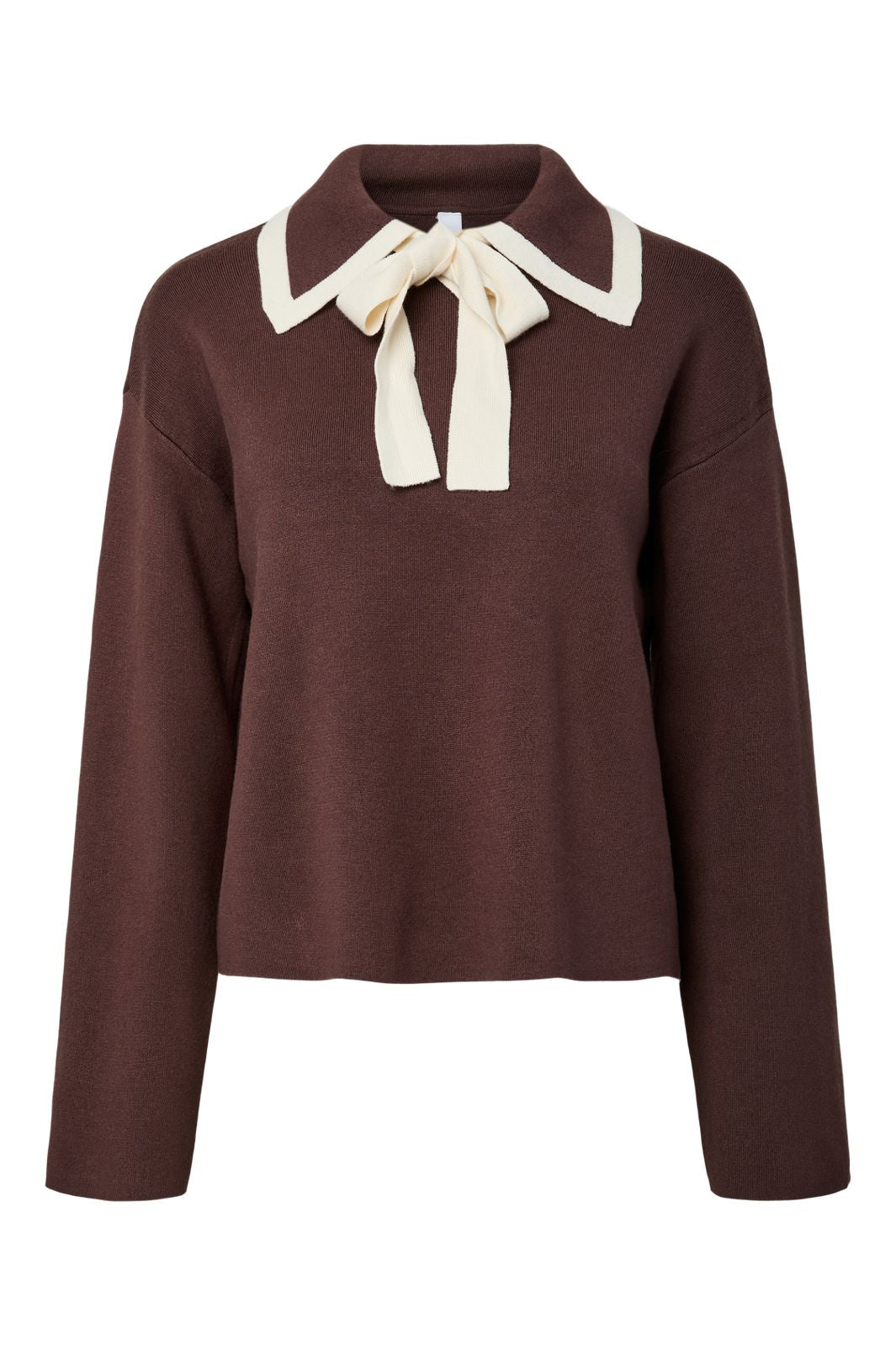 YAS - Yasjosie Ls Bow Knit Top - 5091003 Chocolate Brown
