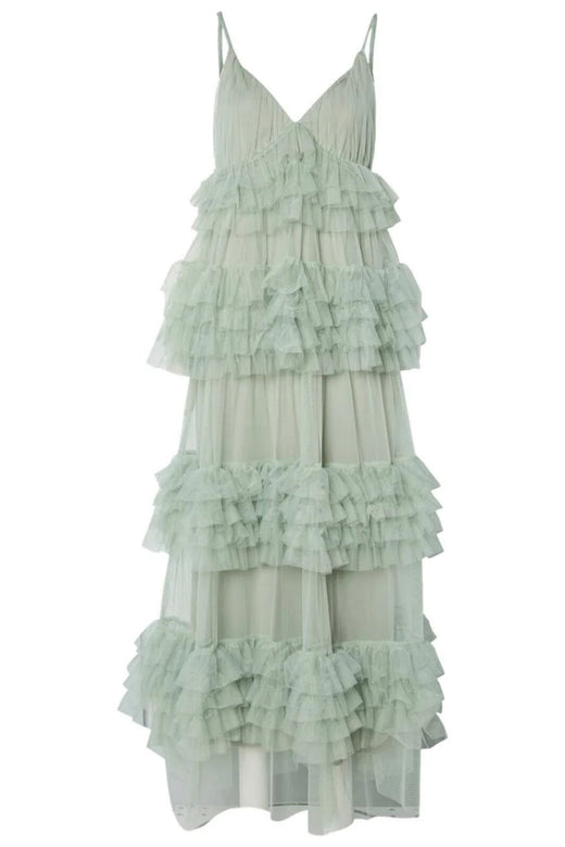 Y.A.S - Yaslorraine Strap Maxi Tulle Dress 26038408 - 4830134 - Iceberg Green