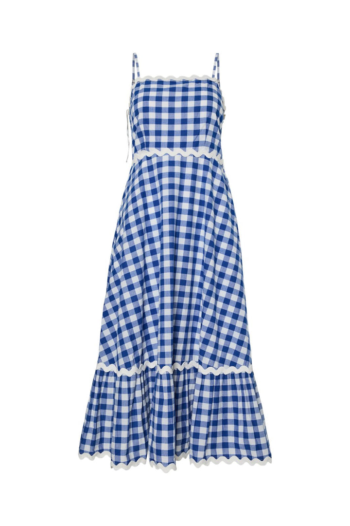 Ennakkotilaus - Y.A.S - Yaslura Strap Long Dress - 4923296 Star White Blue Checks