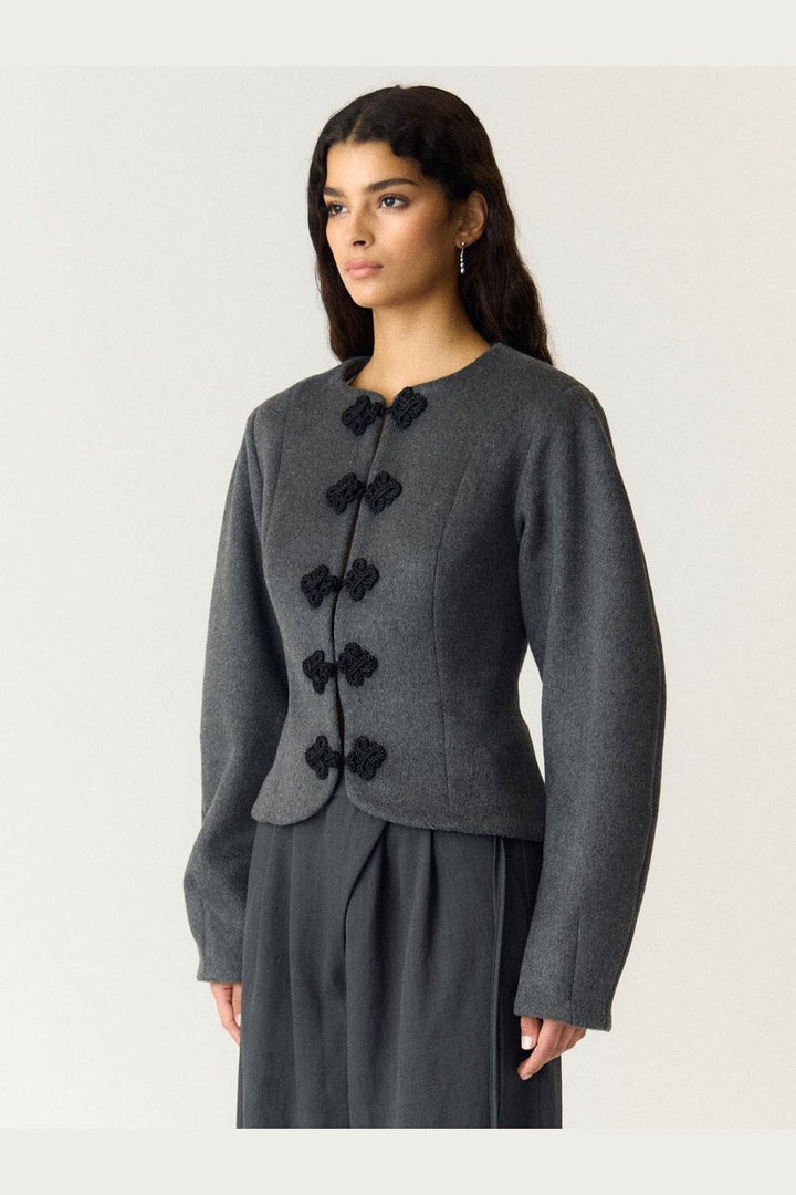 YAS - Yasnapo Ls Wool Jacket Story - 5184802 Dark Grey Melange