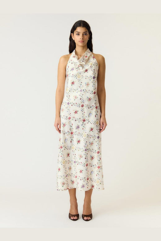 YAS - Yaspella Halterneck Long Dress - 5166046 Pristine Hannah Print