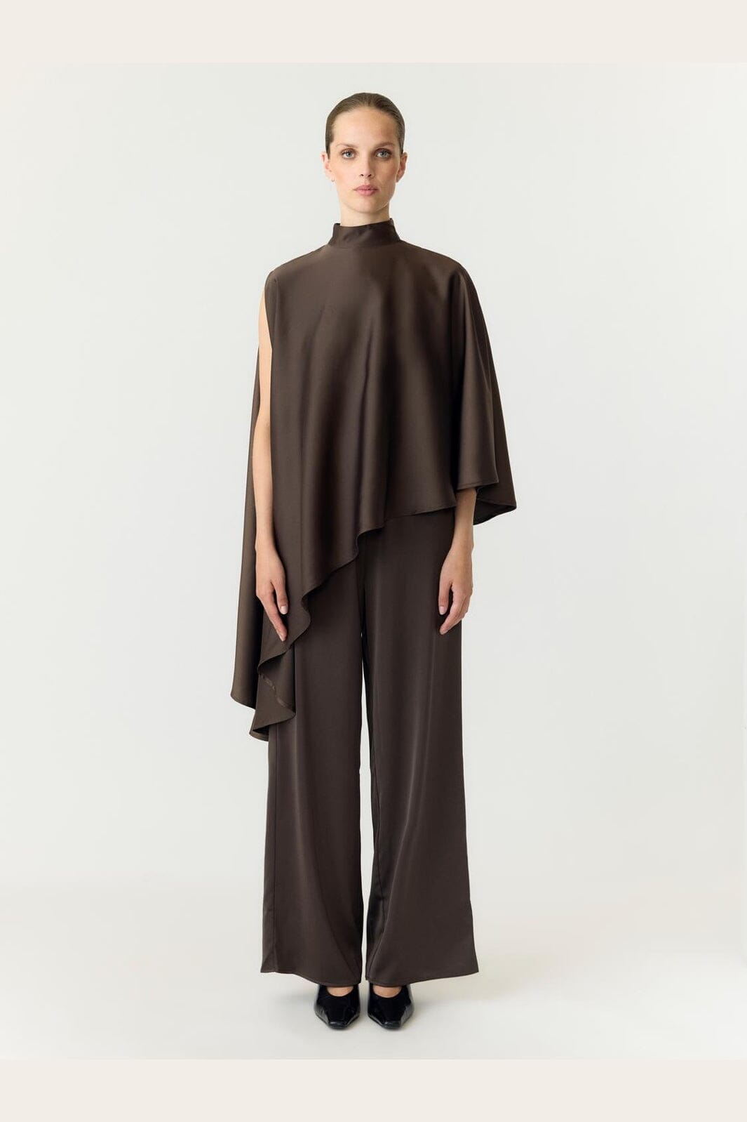YAS - Yaspella High Neck Cape Top - 5237970 Chocolate Brown