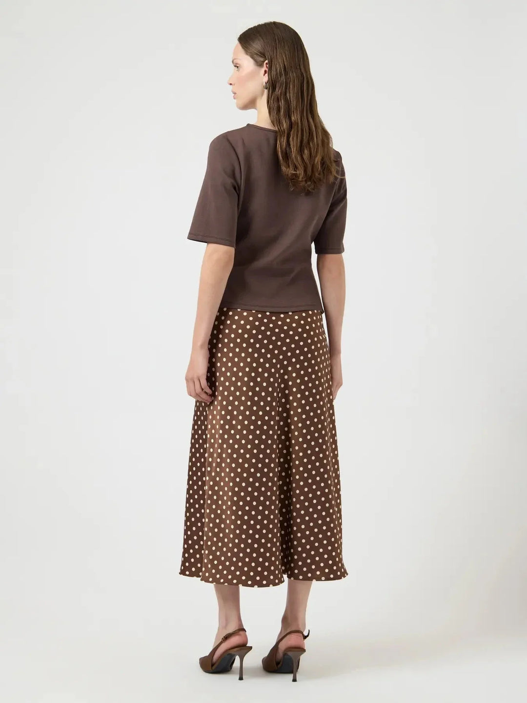 YAS - Yaspella Midi Skirt - 5084717 Pinecone Ecru Dots Nederdele 