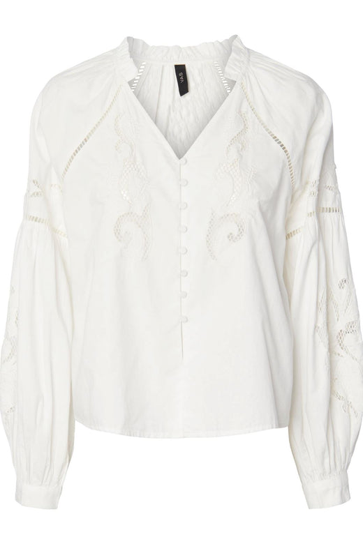 Y.A.S - Yaszimla Ls V-Neck Shirt S. - Star White Skjorter 